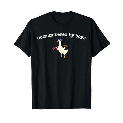 Funny Mom Goose Outnumbered By Boys Family Life For Unisex T Shirt Vintage Homme Stylish Comfortable Soft Slightly
