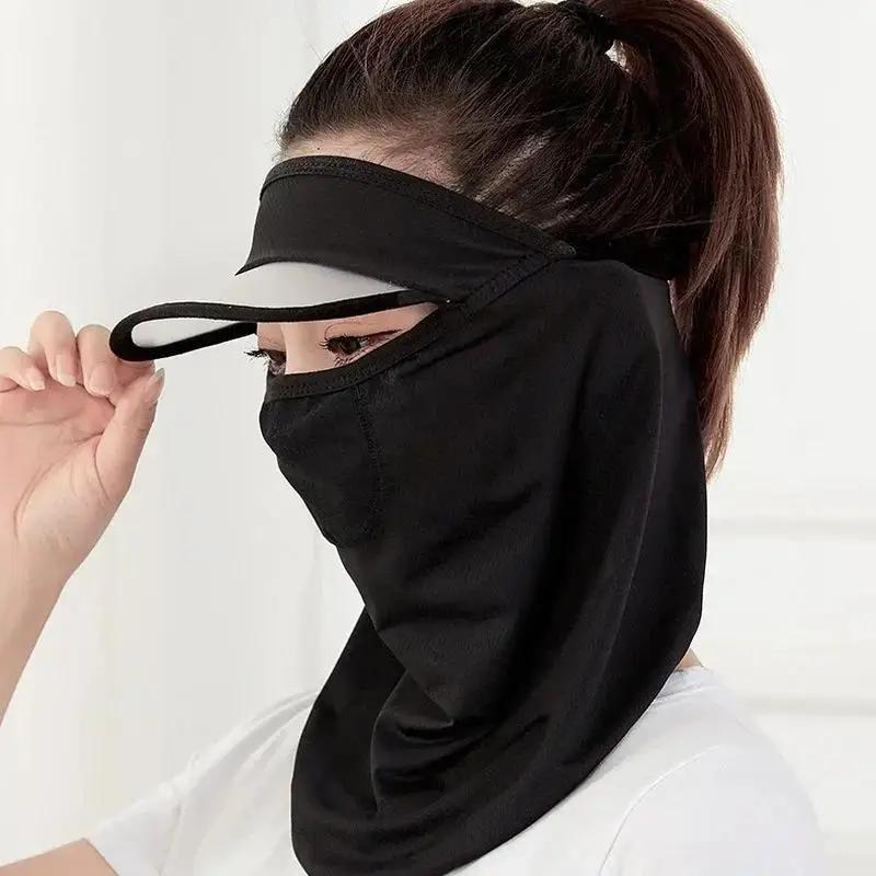 Women Thin Summer Sunscreen Face Mask Ice Silk Mask Cover for Face Protection Full  Hat Ventilation Summer Cycling Equipment