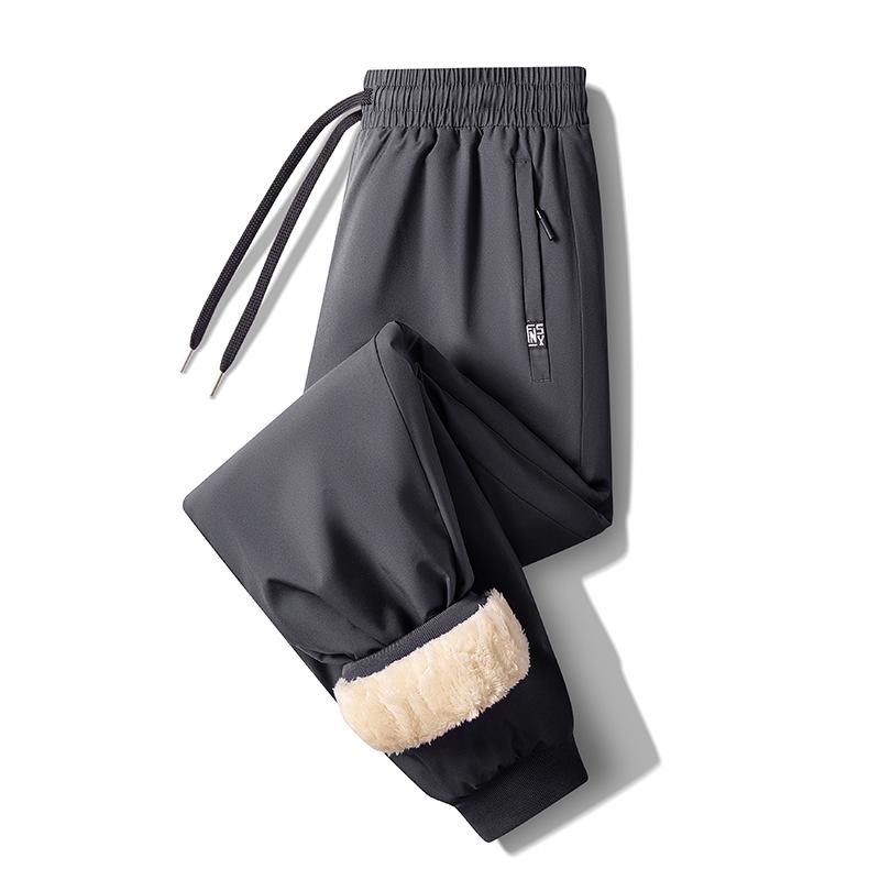 Outerwear Winter Windproof Waterproof Fleece-Lined Ski Trousers with Thickened Fleece Lining for Men's Casual Sportswear