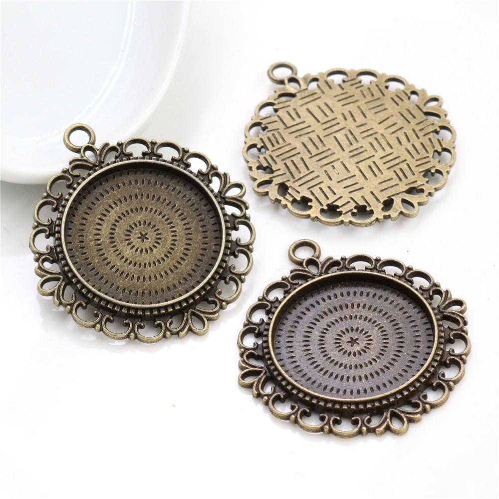 5pcs 25mm Inner Size Pendant Cabochons Blank Base Setting Bezel Tray Alloy DIY Jewelry Making Accessories for Necklace Keychains