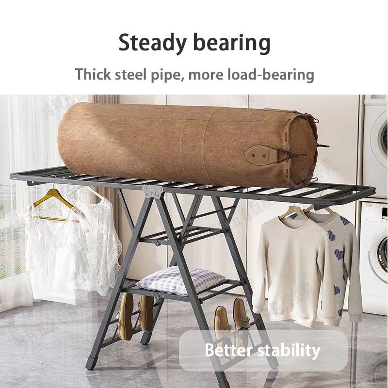 Foldable Clothes Drying Rack Laundry Rack Stainless Steel Thickened Drying Rack Household Indoor Balcony Baby Cool Hanger