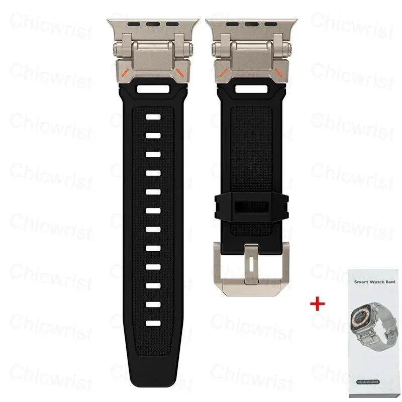 Soft Strap for Apple Watch Ultra 2 Band 49mm 45mm 44mm 42mm Metal Stainless Steel Connector TPU Bracelet Iwatch 9 8 7 6 SE 5 4