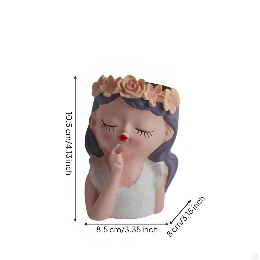 Fairy Head Planter Nordic Design Girl Wide Mouth Female Countenance Flower Pot for