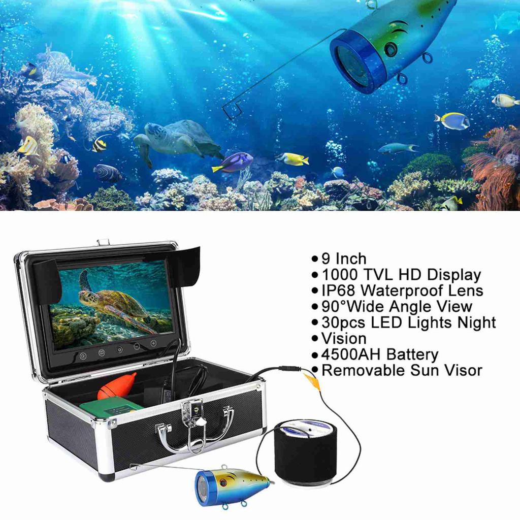 9 Inch 1000 TVL LCD Monitor Underwater Fish Finder Sonar Fishing Camera 50M  100 240V9 Inch