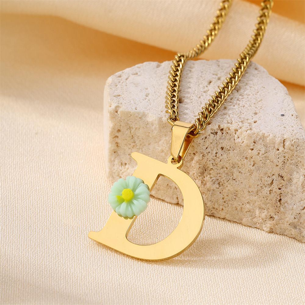 Atoztide Color Flower Initial Letter Pendant Necklace for Women Chunky Alphabet Name Drop Choker Chain Jewelry Mothers Day Gift