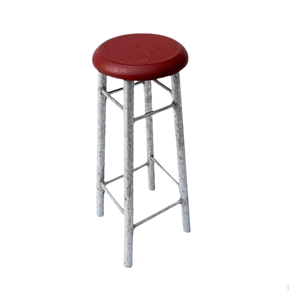 1: 12 Doll House Wooden Bar Chair, Pretend Play Toy Ornament Scene Decor Mini Furniture