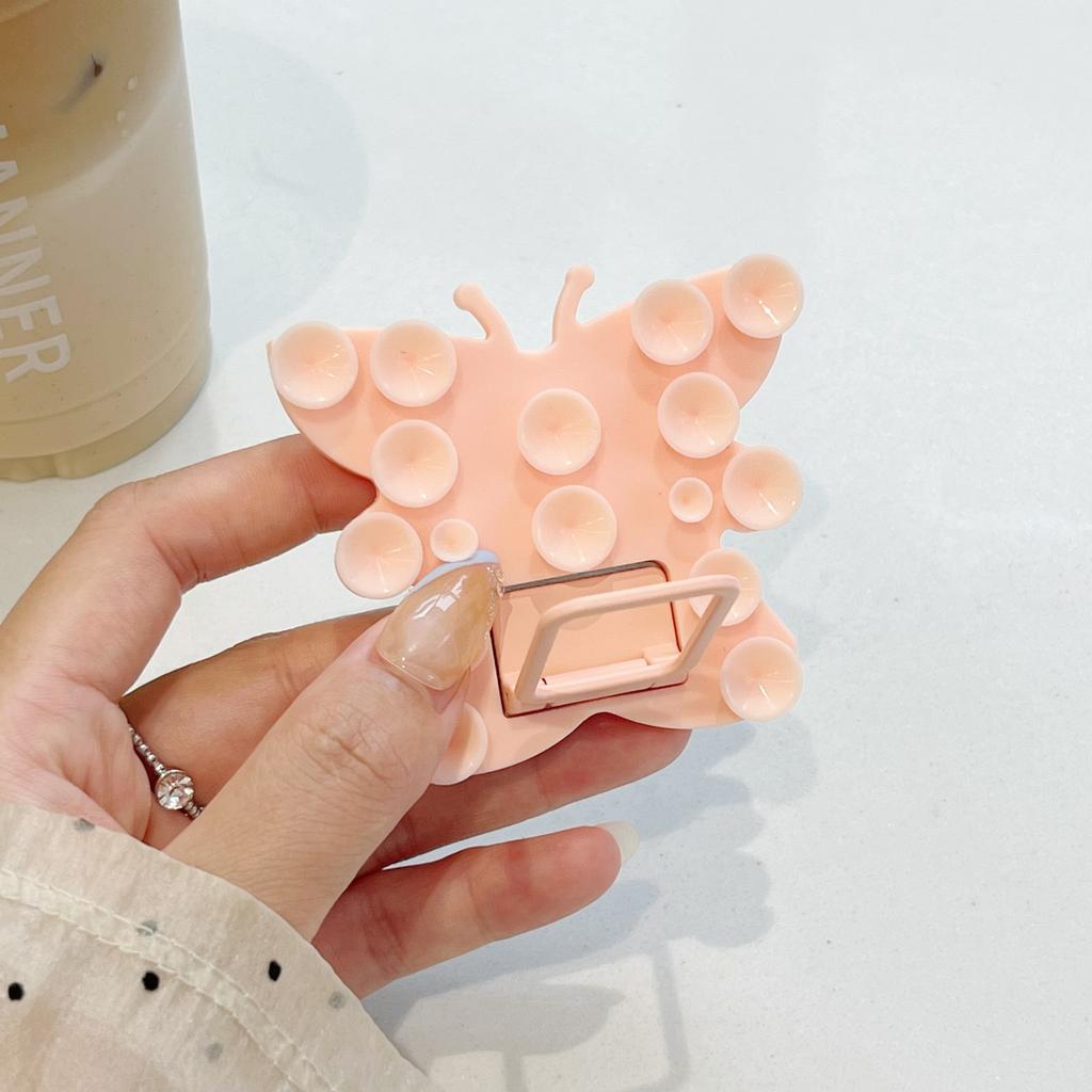 Butterfly Silicone Suction Cup Phone Stand Holder Portable Desktop Kickstand Square Ring Holder