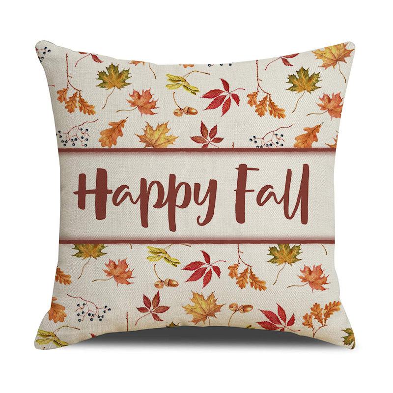 Pillow Cover Autumn Maple Leaf Linen Print Home Living Room Decoration Pillow Cover Bedroom Cushion Cover