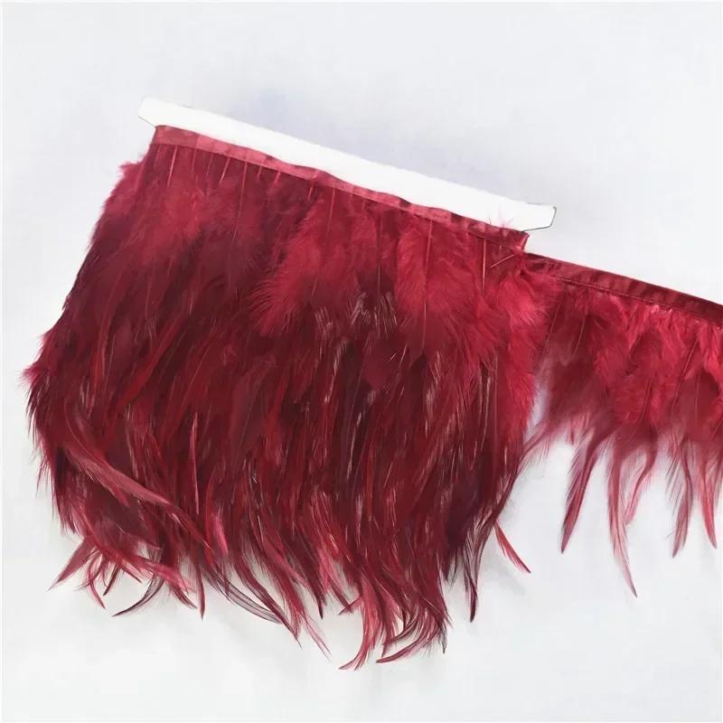 10Meters Saddle Pheasant Feathers Fringe for Clothes Ribbon Cock Feather Trim Flecos Tassel Needlework Decoration Sewing Decor