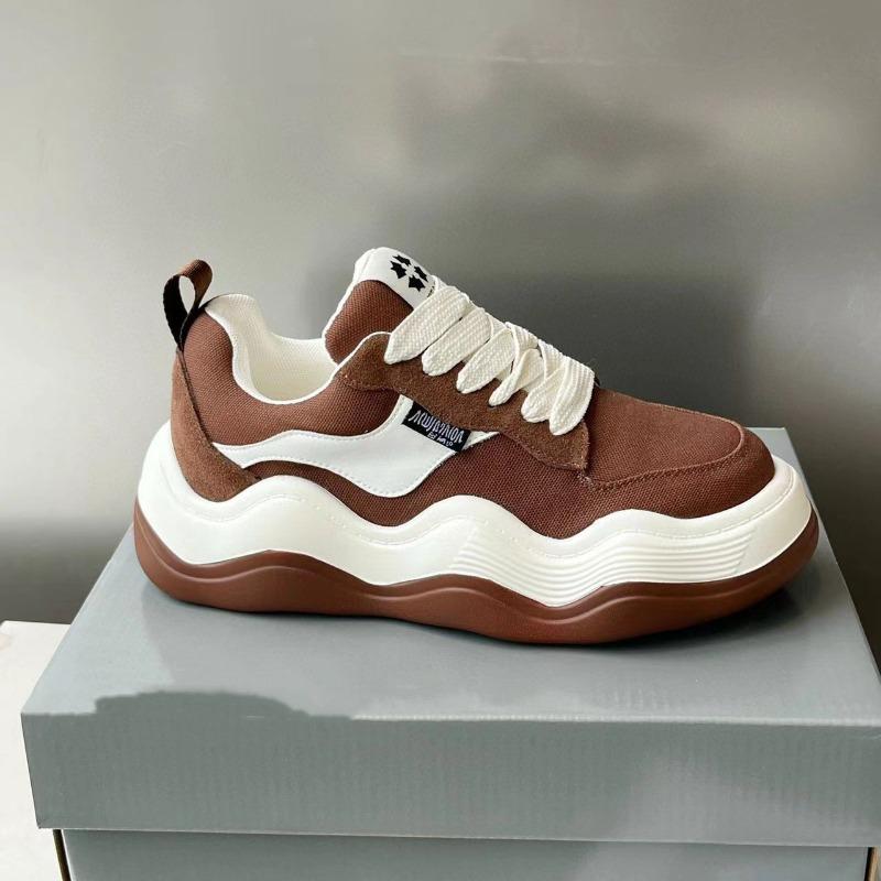 

Women s Wavy Chunky Platform Sneakers Black White Lace-Up Casual Shoes 40 хакі