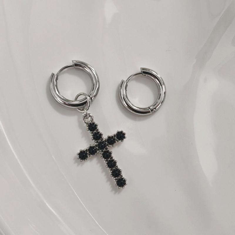 

New Rhinestone Zircon Cross Pendant Earrings For Women Fashion Drop Hoop Earrings Birthday Party Zircon Gifts