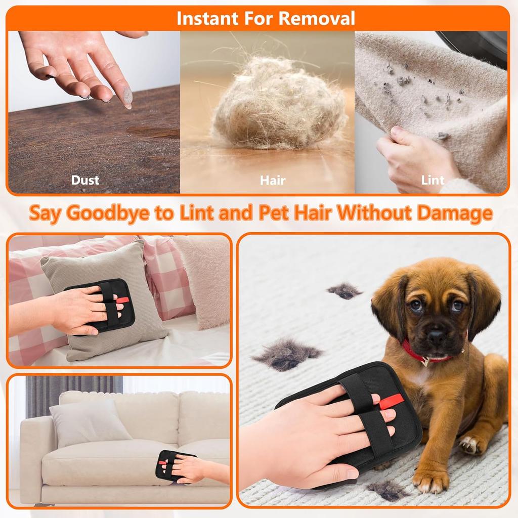 Pet Hair Remover, Reusable Electrostatic Pet Hair Remover Gloves – Double-Sided Grooming & Deshedding Gloves for Cats & Dogs