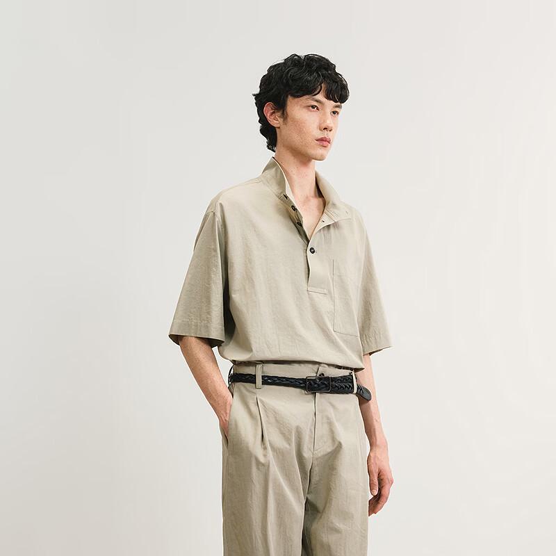 CROQUIS Men's 2025 Summer Loose Stand Collar Short Sleeve Shirt