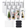 VEVOR 12 Pack Straight Sublimation Tumblers, 591.5 Ml Blank Tumbler Bulk, Stainless Steel Double Wall Tumbler Cups with Straw, Lid, Brush, Base