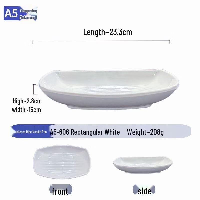 9-inch Melamine Rectangular Dinner Plates (5-Pack)