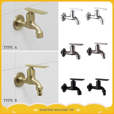 Grifo de Latón para Lavadora Grifo para Jardín Exterior Dorado Cepillado Montado en la Pared G1/2 Grifo de Agua Fría Único para Lavadero