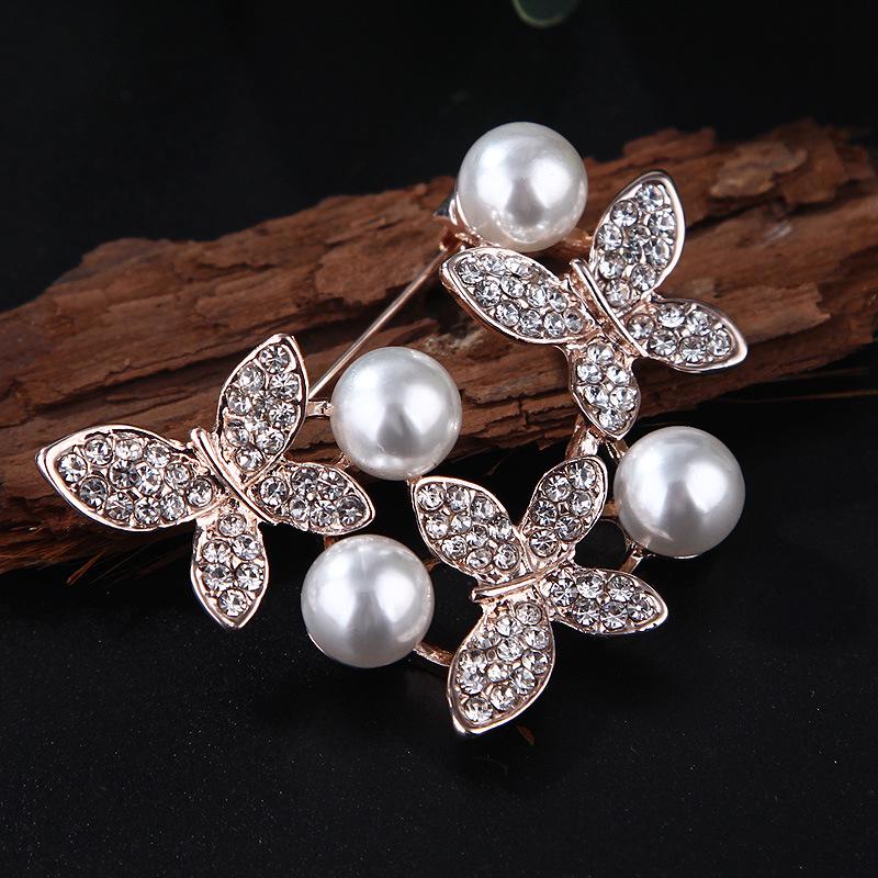 Lanhao Hot-Selling Pearl Swan Rhinestone Flower Brooch - Japanese & Korean Fashion Accessories for Women