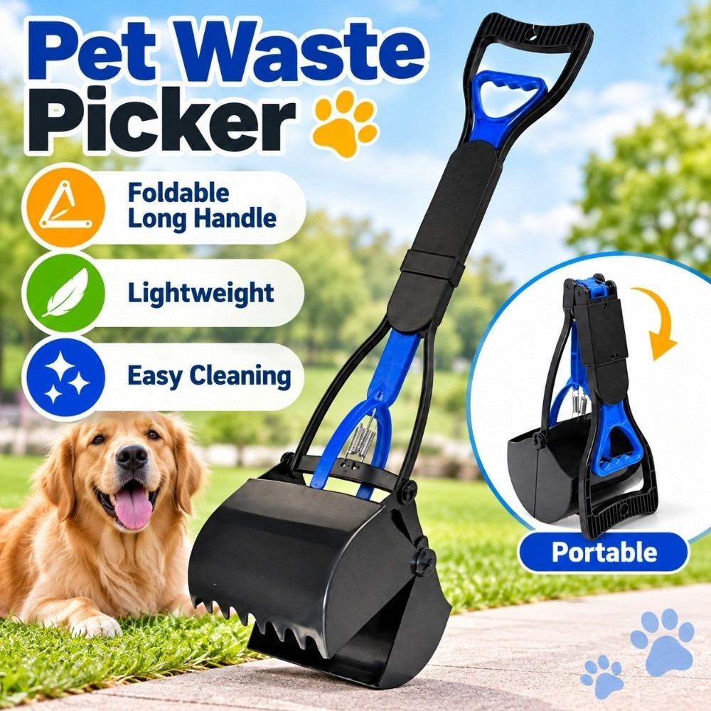 Ramasse-déchets d'animaux facile à nettoyer, pliable, à long manche, pelle à crottes, nettoyage extérieur pour animaux de compagnie