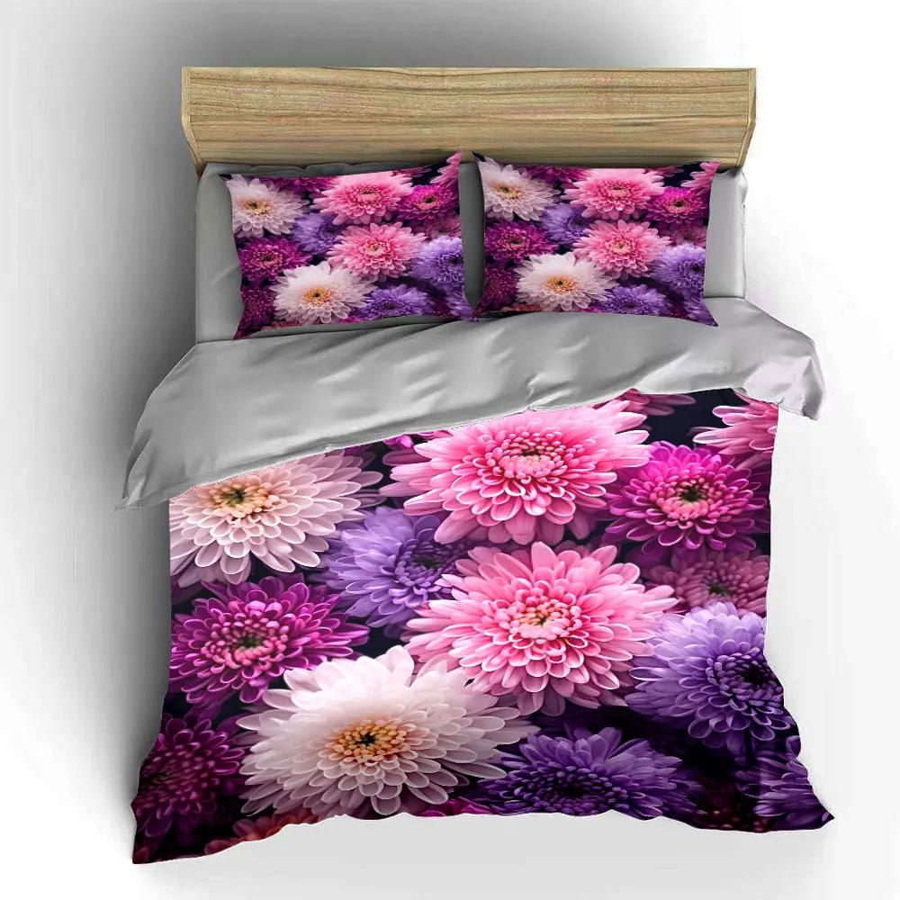 Floral Three-Piece Set Decoration Soft Comfortable Duvet Cover Bedding Set Included 1*Duvet Cover & 2*Pillowcases Gift