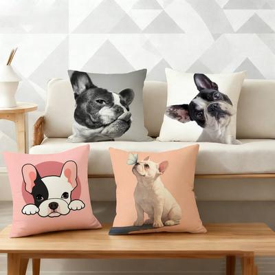Cute French Bulldog Pillow Case Pattern Printed Pillowcase For Living Room Sofa Cushion Cover