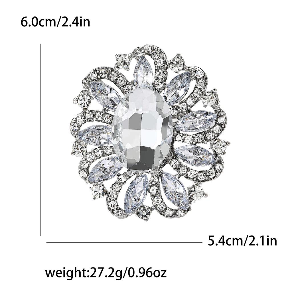 Korean Style Rhinestone Glass Brooch: Medium-Sized, Versatile & Exquisite Women's Pin