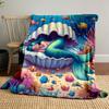 Sleeping Mermaid In Shell Underwater Scene Patterned Blanket, Flannel, Suitable for All Seasons, Home Decor, Warm and Cozy