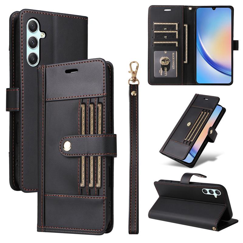 Clamshell Leather Wallet Case For Samsung Galaxy A55 A35 A25 A15 A14 4G A04 A05s A34 A54 5G Flip Cover Phone Cases all-inclusive