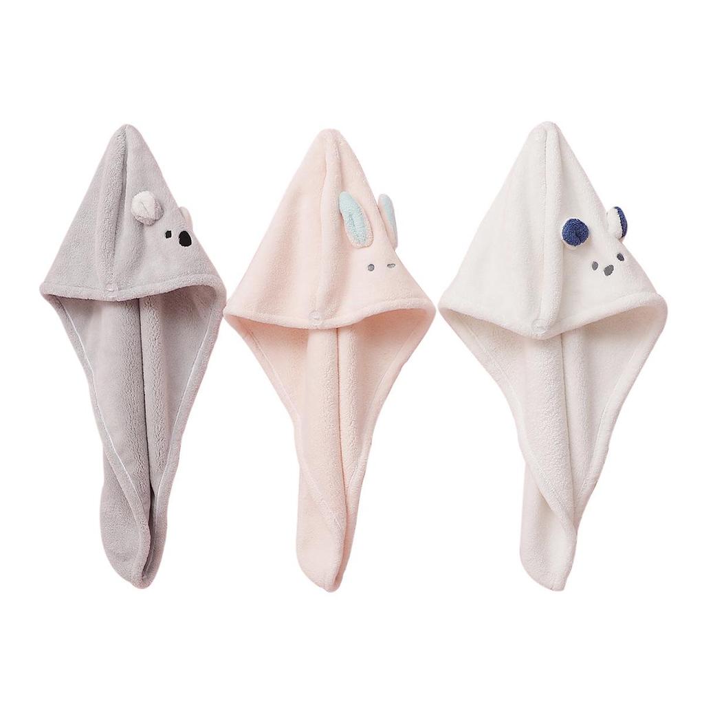 Cartoon Rabbit Ear Dry Hair Cap, Thickened Triangular Towel Shower Cap, Coral Fleece Absorbent Dry Hair Towel