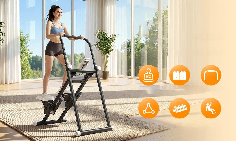 Stepper Zusammenklappbar für Zuhause mit LCD QK7906 Verstellbar bis 100KG für 180cm Training zu Hause