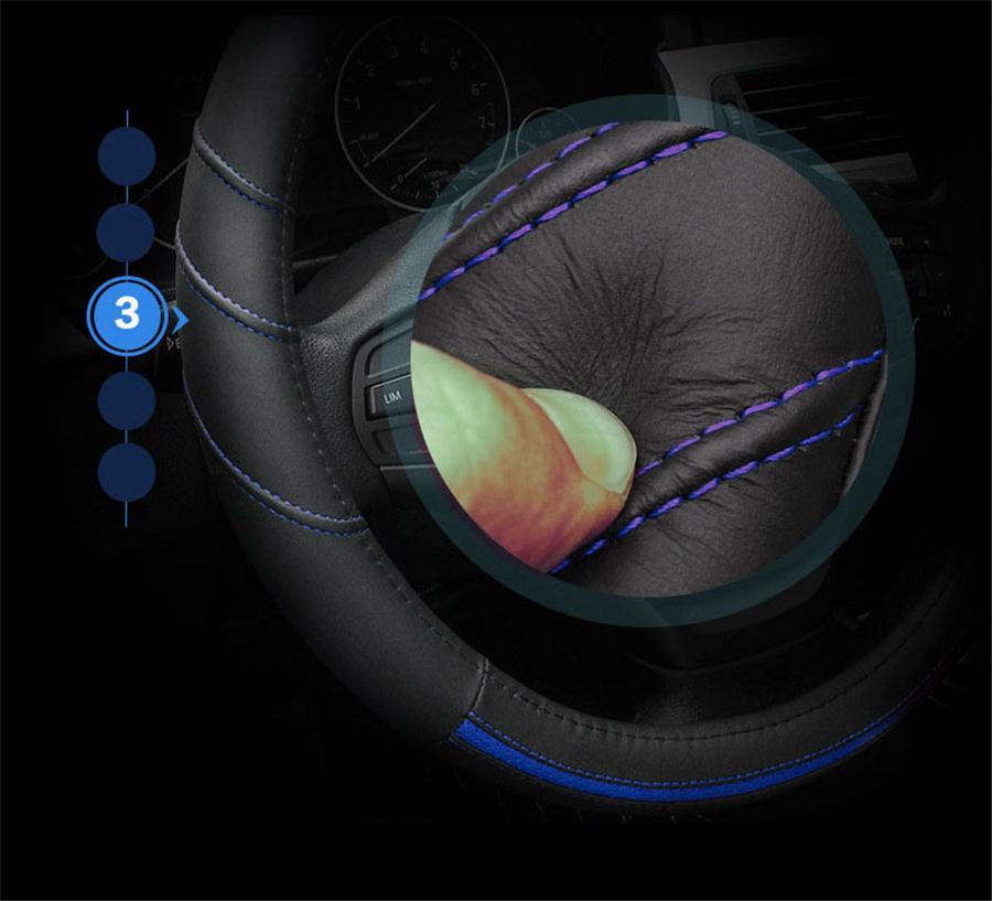 2018 New Genuine Leather Leather Car Steering Wheel Cover Auto Accessories Car Styling Size 38Cm