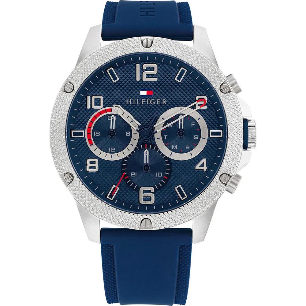 Tommy Hilfiger Men s Chronograph Watch Blue Dial Silicone Strap 1792027 синий