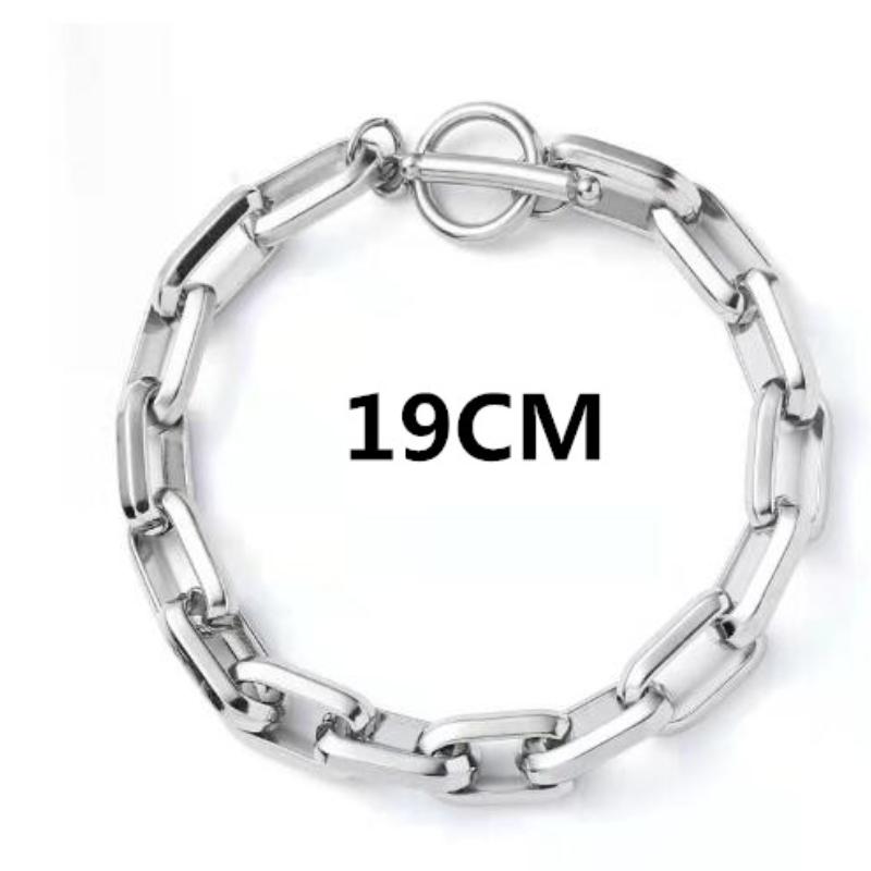 

Punk Style Personalized Silver Color Chain Splicing Ot Clasp Bracelet Men and Women Anniversary Gift Holiday Jewelry Accessories