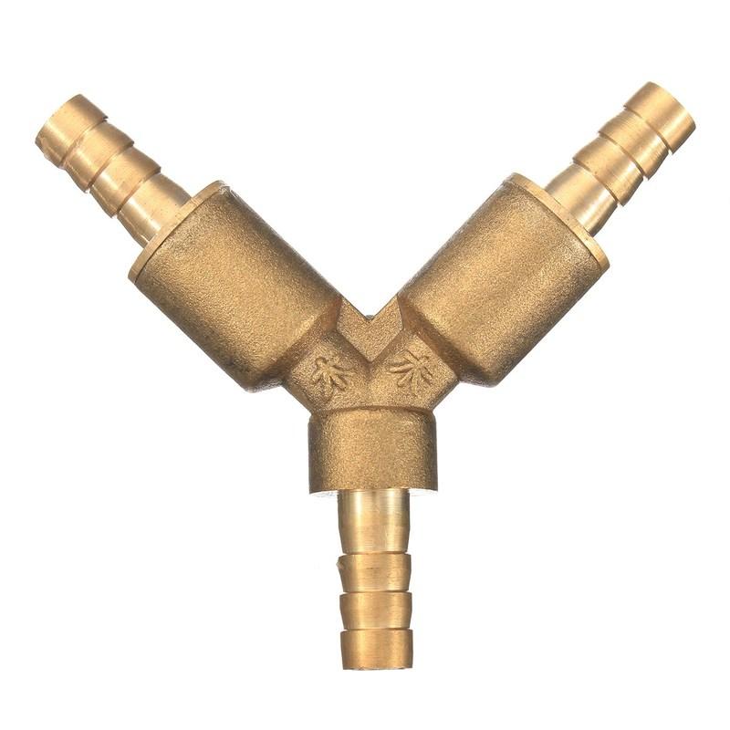 5/16" Brass Y 3-Way Shut off Ball Valve 8mm Fitting Hose Barb Fuel Gas Clamp Tee