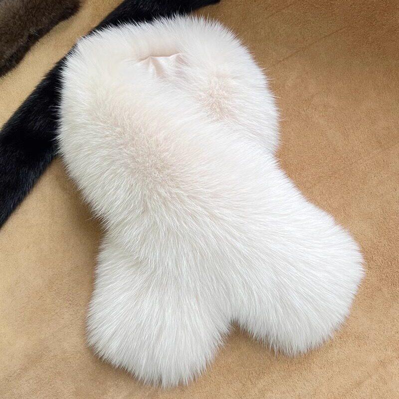 Fox Fur Square Scarf Winter New Ladies Real Warm Whole Fur Collar All-Match Solid Pattern