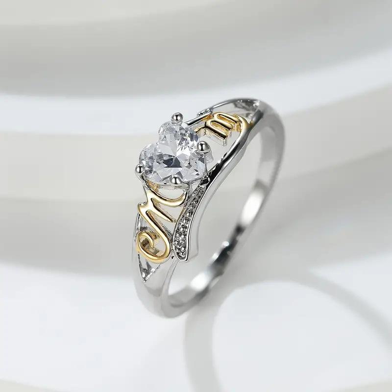 Mother'S Day Gift, Mother'S Love, Mother'S Love, Inlaid Love Zircon Two-Color Ring.