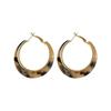 Retro Coffee Leopard Print Silver Needle Stud Earrings - Stylish High-End Design