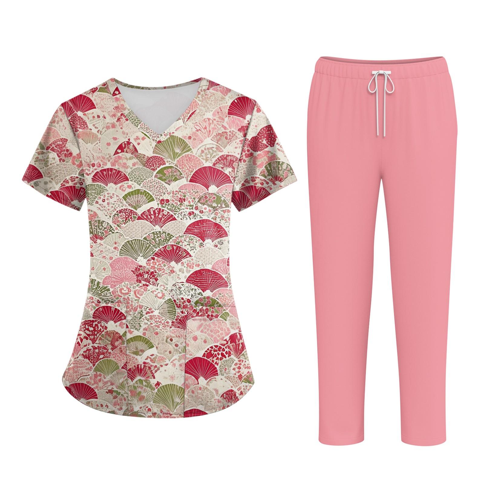 

Плюс размерСкраб с принтом Рабочая форма Топы для женщин Крест V-образным вырезом Хэллоуин Принт с короткими рукавами Забавные футболки Спецодежда Футболка с карманами L жёлтый