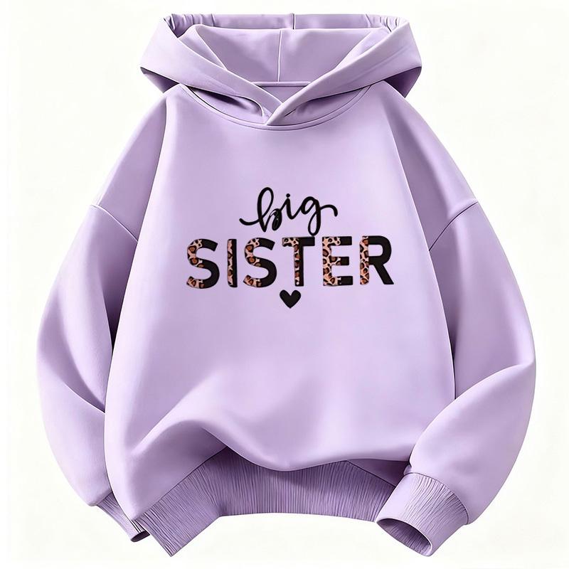 Fashion Big Sister Leopard Print Hoodie Kids Hip Hop Children's Sweatshirt Hoody Casual Hoodies for Boys Girls Clothes