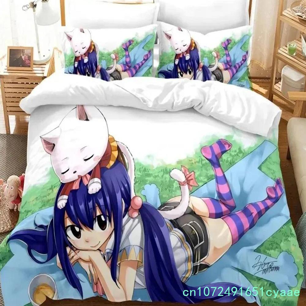 3D Print Fairy Tail Anime Bedding Set Duvet Cover Bed Set Quilt Cover Pillowcase Comforter King Queen Size Boys Adult Bedding