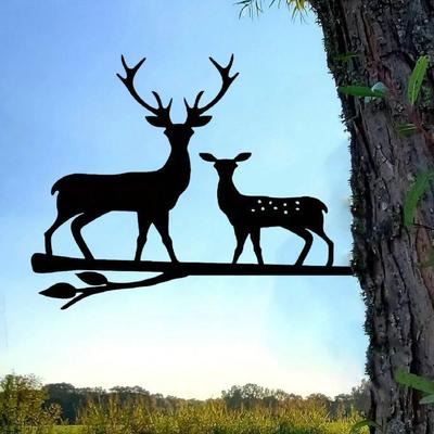 Metall Rentier Silhouette Wandkunst, Hirsch Ast Dekoration, Gartenstecker, Außen Hof Ornament, Weihnachtsgeschenk