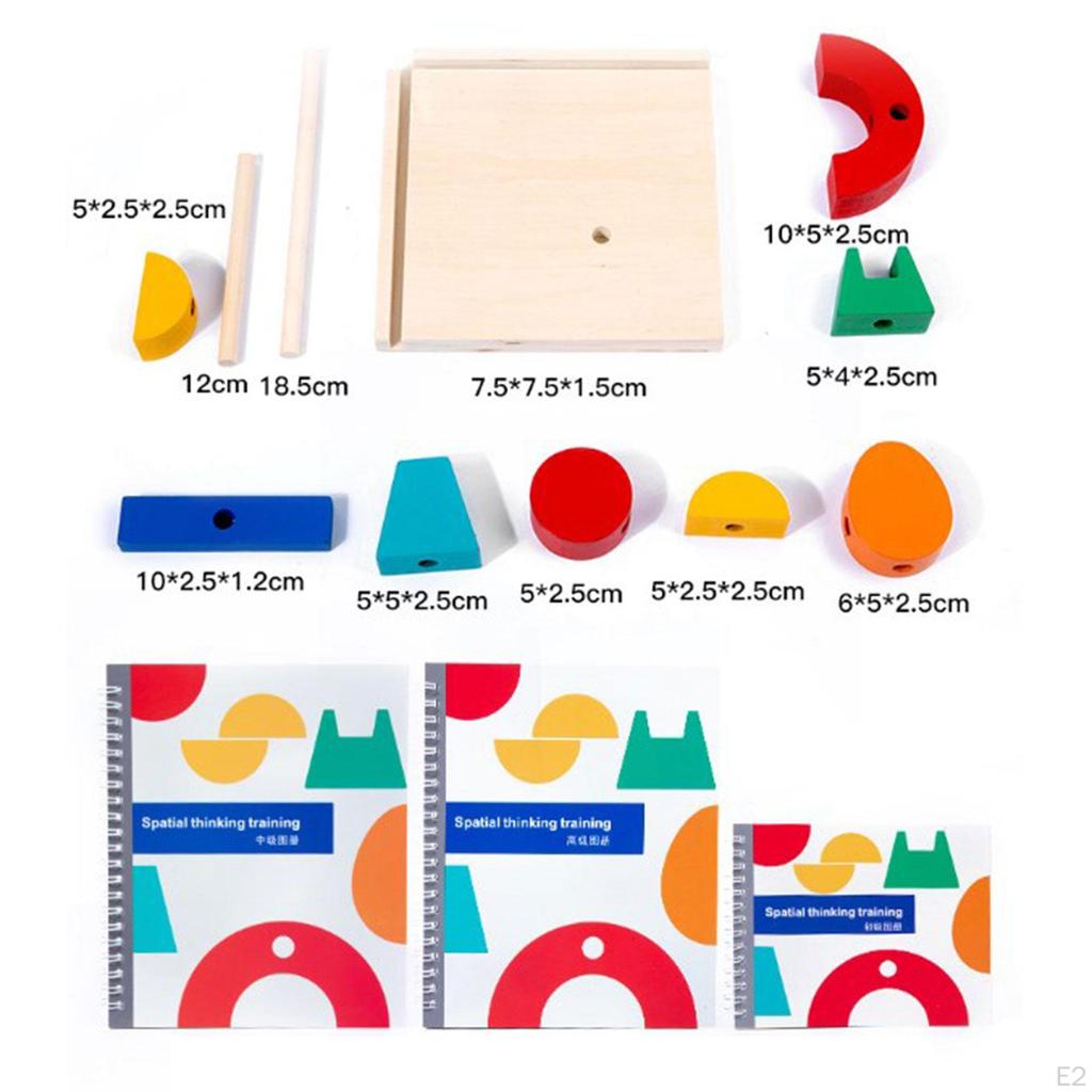 Wooden Building Toy ,Montessori Toys, Sensory with 3D Stereo Projection Space 3 Pass Level for Girls