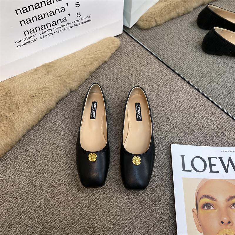 Fashion Flat Shoes for Women 2025 Spring and Autumn Square Toe Plus Size Women's Shoes  Loafers Women Ladies Zapatos De Mujer