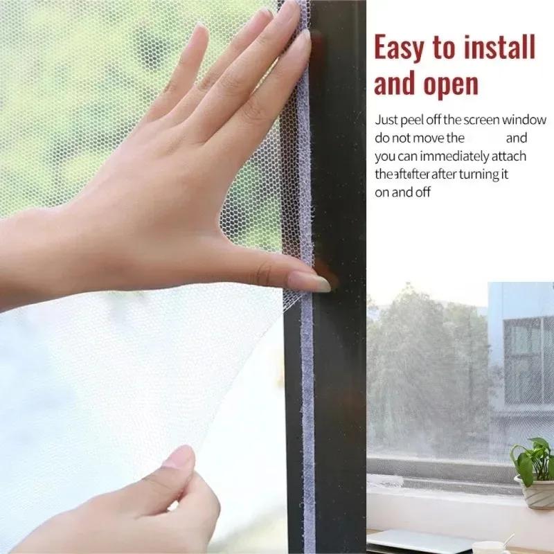 Summer Self-adhesive Thickened Mosquito Proof Window Screen Mesh Easy DIY with Velcro Polyester Household Indoor Protective Net