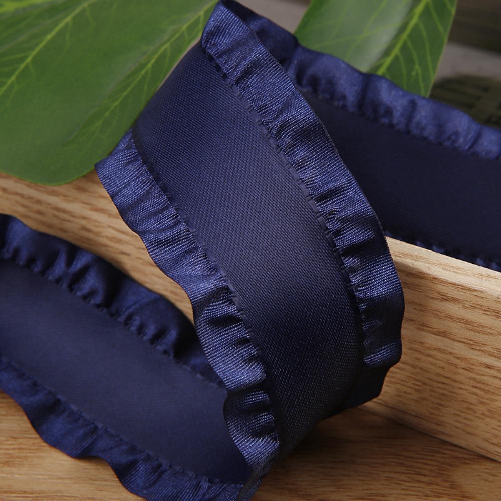 5yards Polyester Ruffles Edge Satin Ribbon Skirt Edge Woven Band  For DIY Hair Garment Accessories