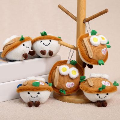 Plush Cartoon Ramen Bowl Toy with Ball Chain Stuffed Lamian Noodles Doll Keychain Pendant Bag Charm Backpack Hanging