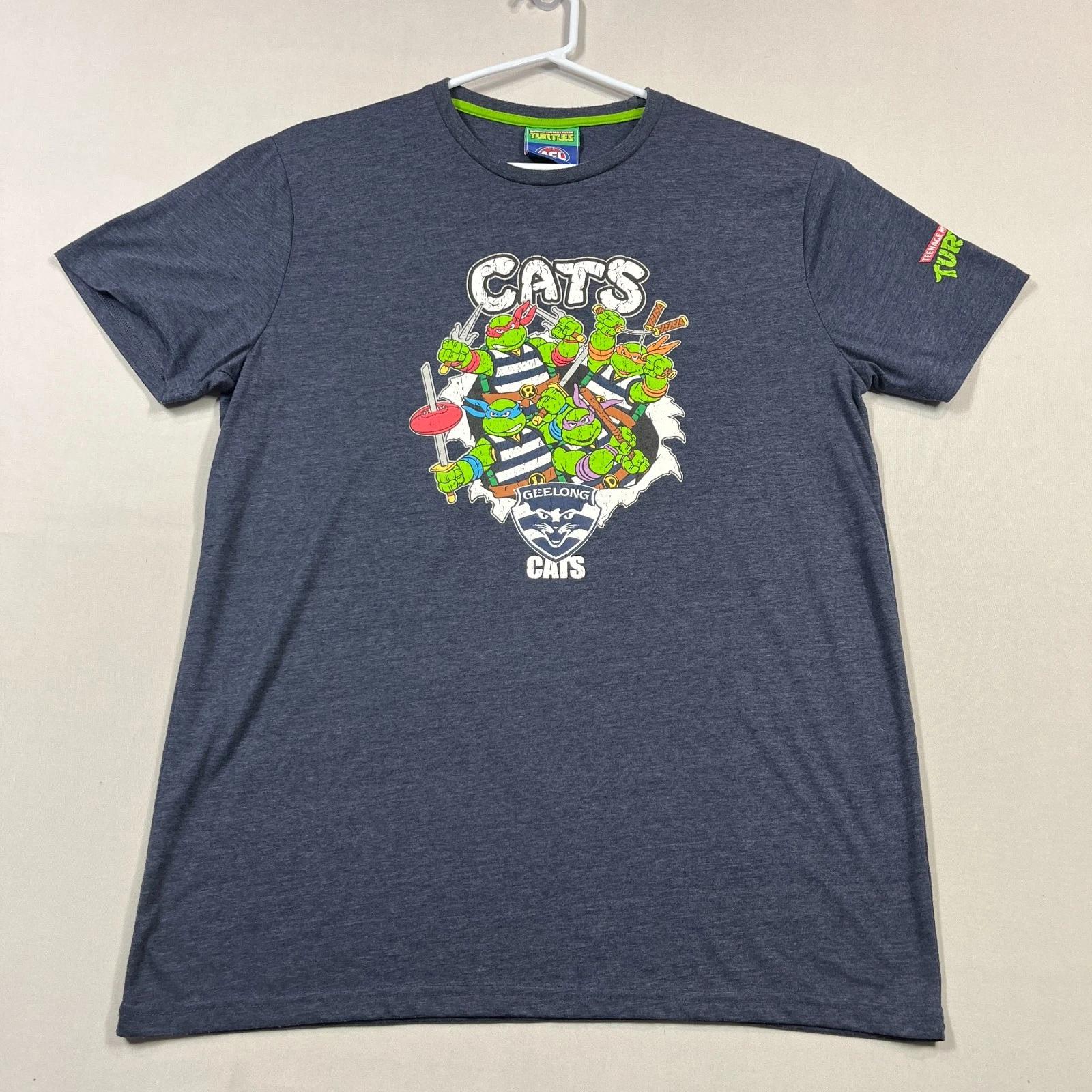 Geelong Cats x Teenage Mutant Ninja Turtles AFL Tee T Shirt Mens Large L XL