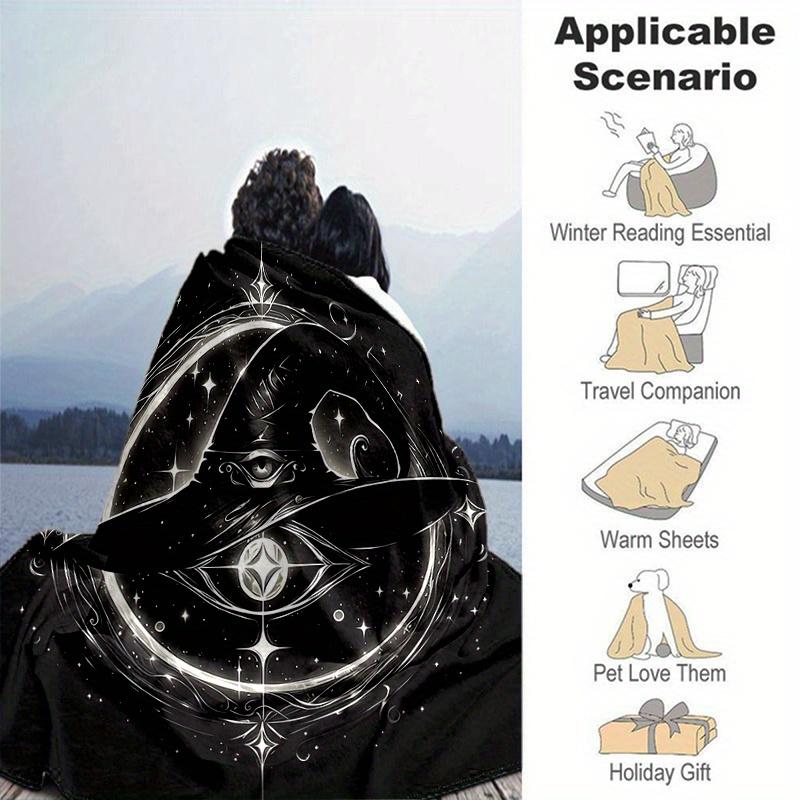 1pc Witch's Hat Illuminated by Stars and Moonlight  Cute Design for Home Decor, Gift Idea, Living Room, Travel, Camping, Car Blankets