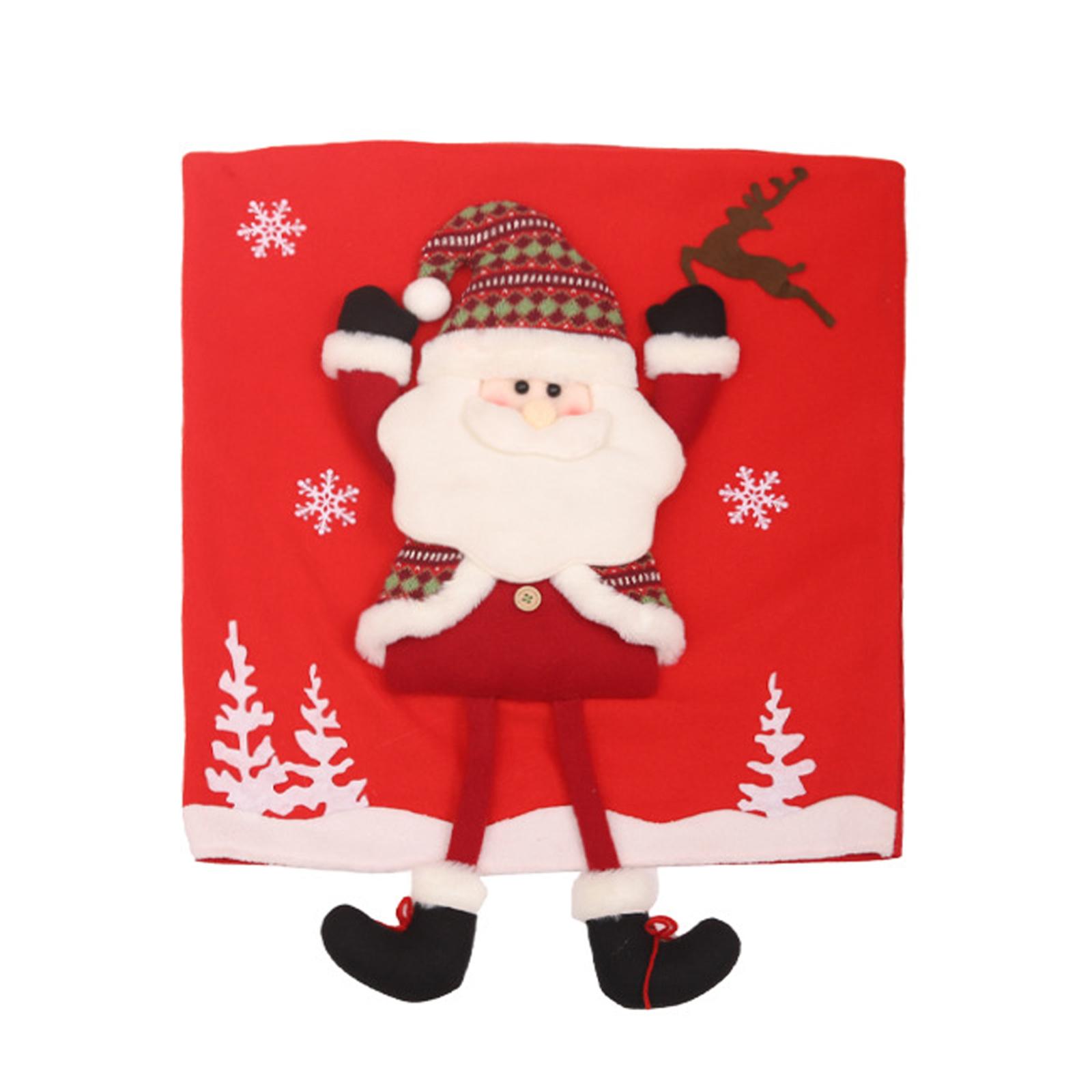 Christmas Back Chair Cover Removable Washable Dining Room Chair Protector For Christmas Banquet Kitchen Dining Room Decor elder#0