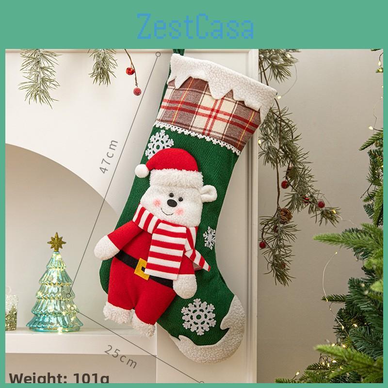 Christmas Socks Gift Set With Elk Santa Claus Decoration For Tree Hanging