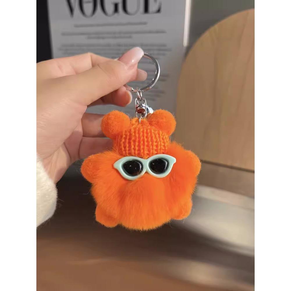 Pufos Păr de Iepure Rex Mică Minge de Cărbune Pandantiv pentru Geantă Geantă de Școală Păpușă cu Ochi Urâți Pandantiv Păpușă de Desene Animate Breloc Auto